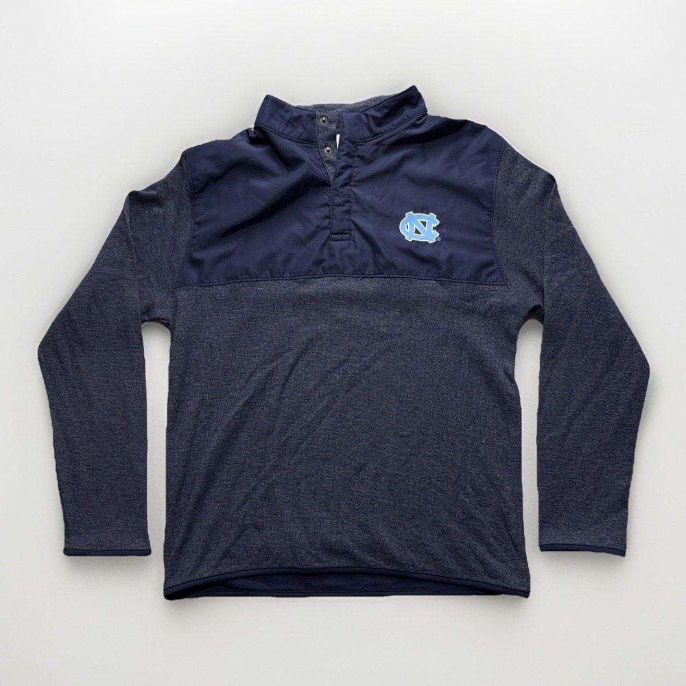 UNC North Carolina Tar Heels Jacket Mens M Blue Pullover NCAA Embroidered Snap